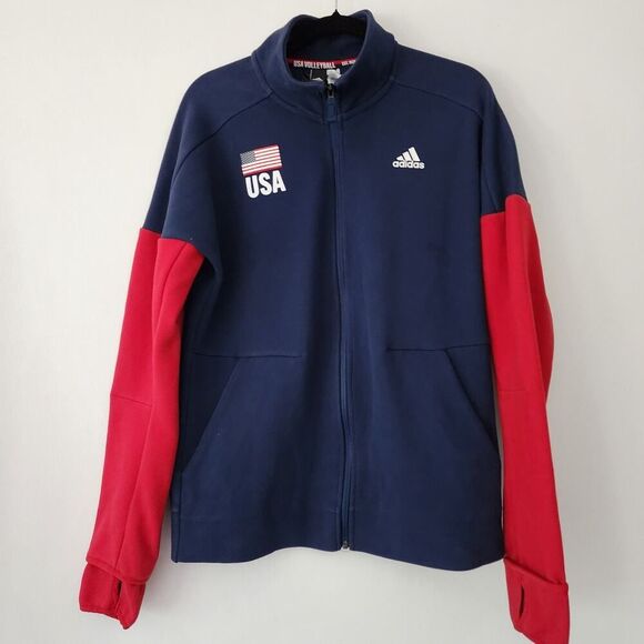 Adidas USA Volleyball‎ blue red jacket warm up mens size M - Picture 1 of 12